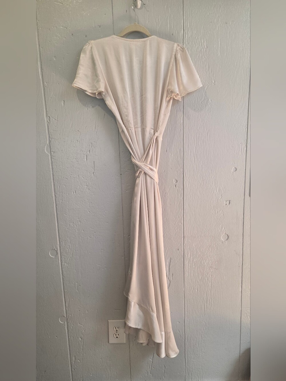 Ghost London Cream Short-Sleeve Wrap Maxi Dress